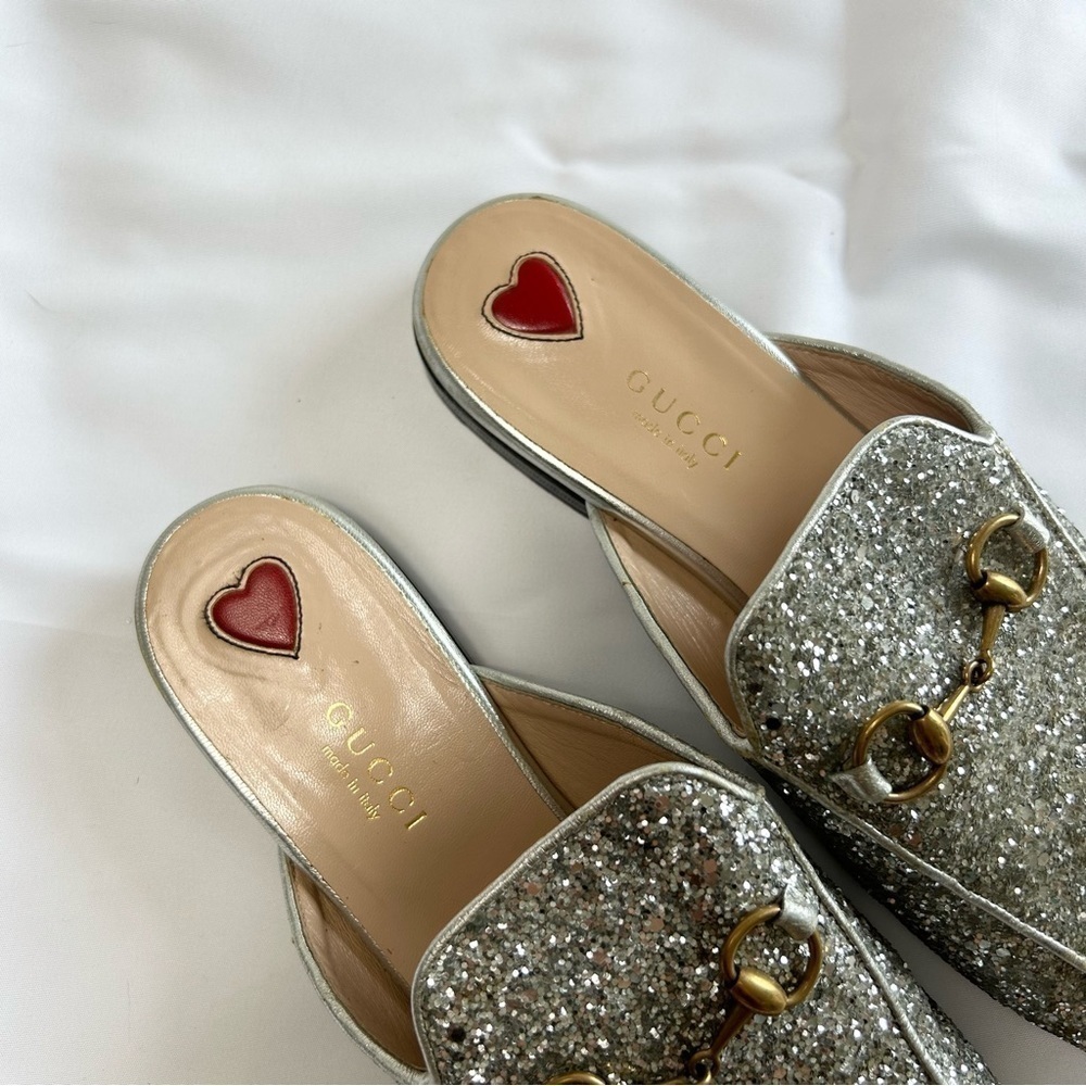 Gucci Princetown Horsebit-Detailed Glitter Leather Slippers size 37 - Picture 3 of 14